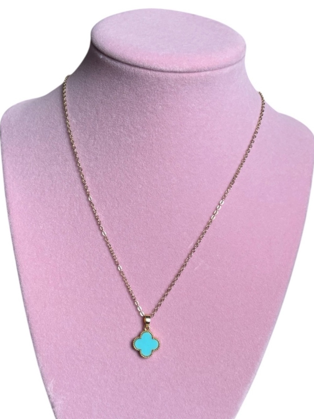 🩵Light Blue Gold Clover Women’s Necklace🩵